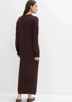 bonprix Kleider|Strickmode^Feinstrickkleid aus Viskose-Mix dunkelbraun