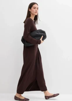bonprix Kleider|Strickmode^Feinstrickkleid aus Viskose-Mix dunkelbraun