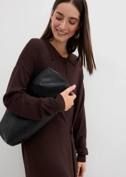 bonprix Kleider|Strickmode^Feinstrickkleid aus Viskose-Mix dunkelbraun