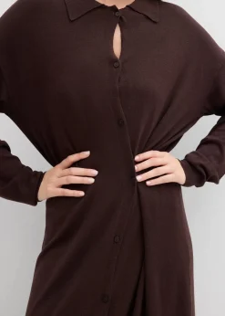 bonprix Kleider|Strickmode^Feinstrickkleid aus Viskose-Mix dunkelbraun