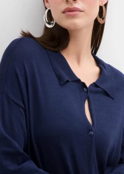 bonprix Bekleidung·Umstandsmode|Bekleidung·Pullover & Strickjacken^Feinstrickkleid aus Viskose-Mix dunkelblau