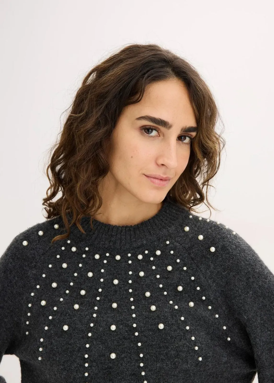 bonprix Bekleidung·Umstandsmode|Strickmode^Feinstrickpullover anthrazit meliert