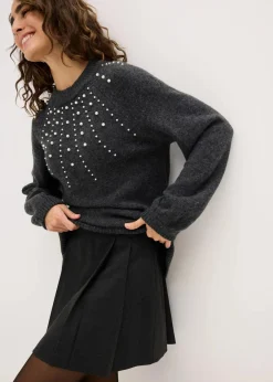 bonprix Bekleidung·Umstandsmode|Strickmode^Feinstrickpullover anthrazit meliert