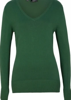 bonprix Bekleidung·Röcke|Bekleidung·Jeans^Feinstrickpullover dunkelgrün