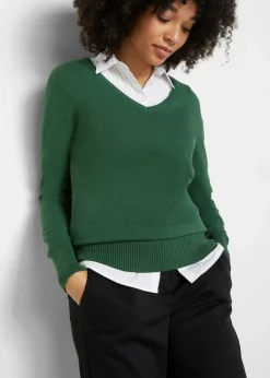 bonprix Bekleidung·Röcke|Bekleidung·Jeans^Feinstrickpullover dunkelgrün