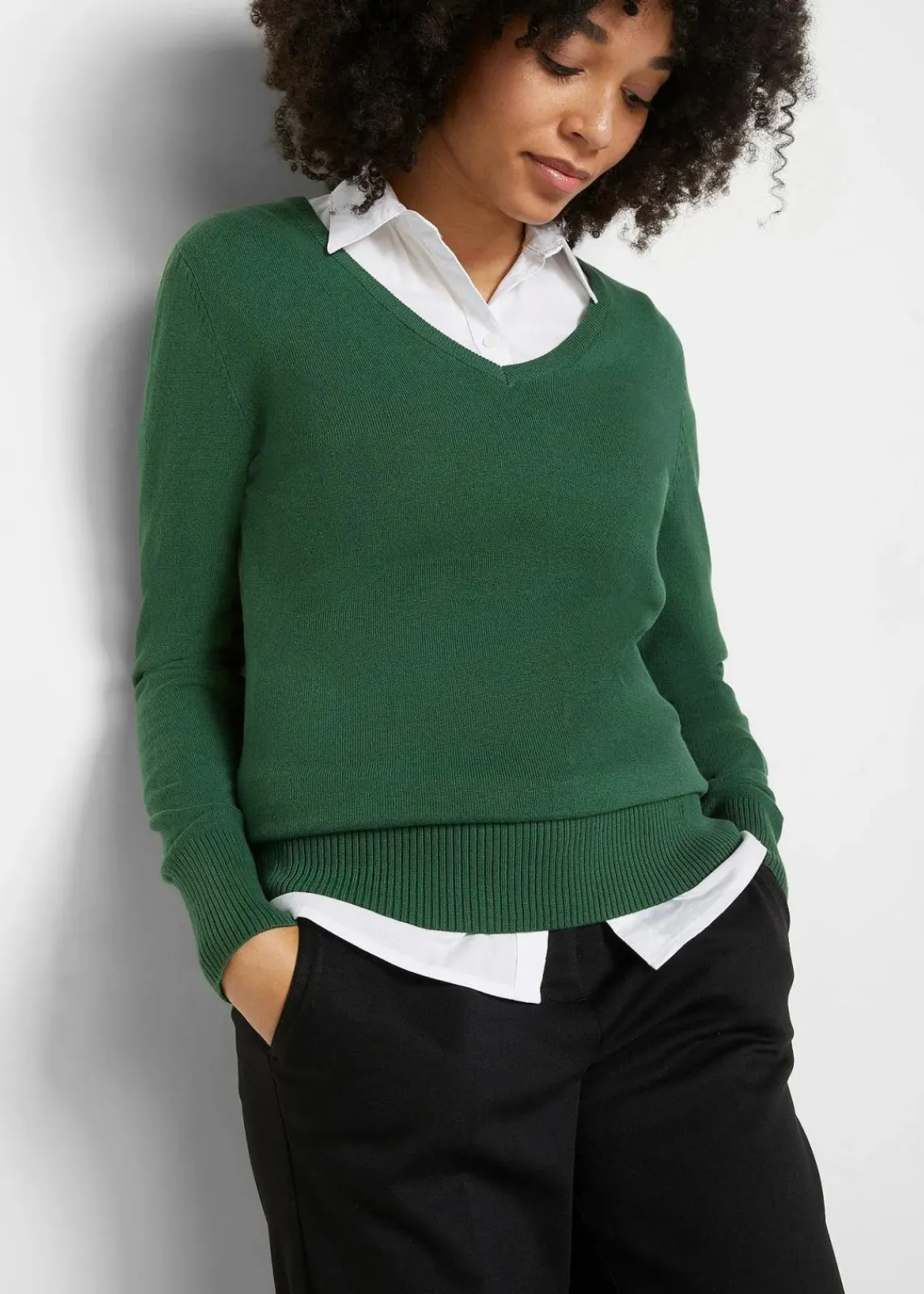 bonprix Bekleidung·Röcke|Bekleidung·Jeans^Feinstrickpullover dunkelgrün