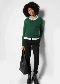 bonprix Bekleidung·Röcke|Bekleidung·Jeans^Feinstrickpullover dunkelgrün