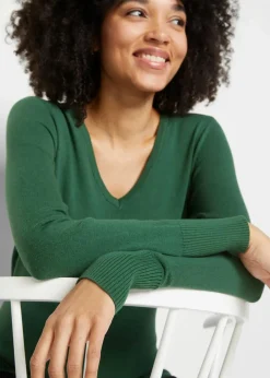 bonprix Bekleidung·Röcke|Bekleidung·Jeans^Feinstrickpullover dunkelgrün