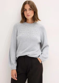 bonprix Bekleidung·Umstandsmode|Strickmode^Feinstrickpullover hellgrau meliert
