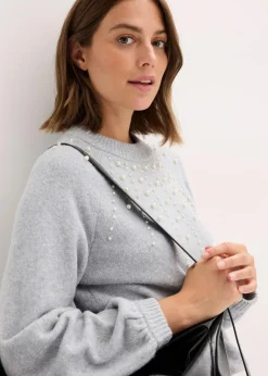 bonprix Bekleidung·Umstandsmode|Strickmode^Feinstrickpullover hellgrau meliert