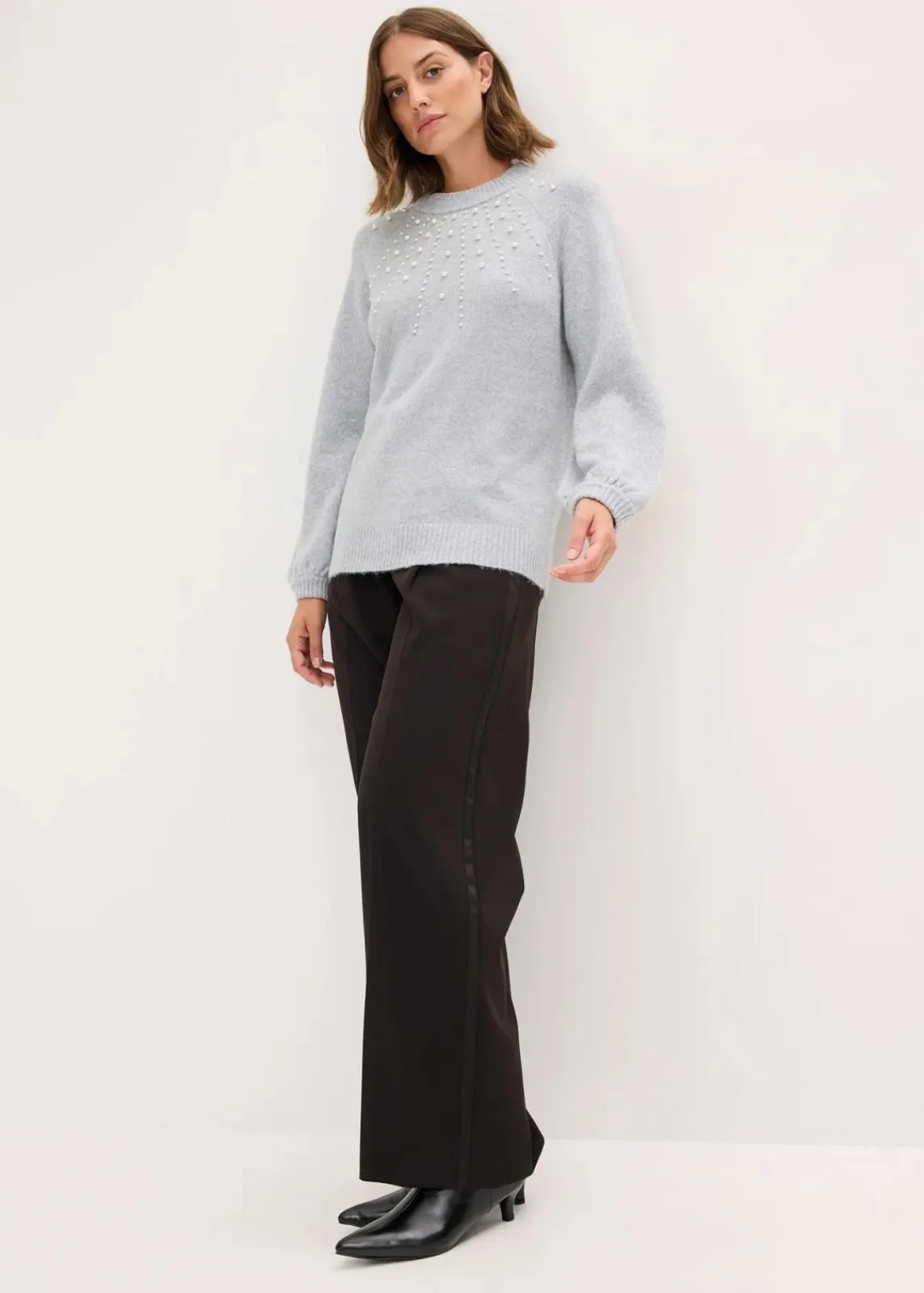 bonprix Bekleidung·Umstandsmode|Strickmode^Feinstrickpullover hellgrau meliert