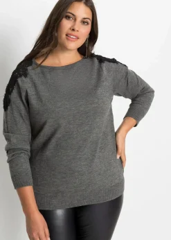 bonprix Bekleidung·Umstandsmode|Strickmode^Feinstrickpullover grau meliert