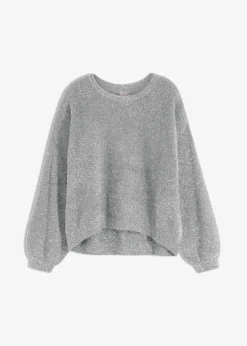 bonprix Pullover & Strickjacken|Bekleidung·Jeans^Feinstrickpullover grau/silber
