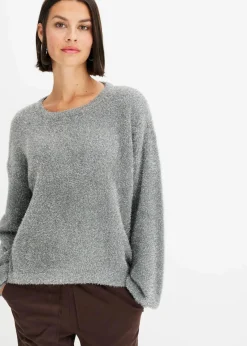 bonprix Pullover & Strickjacken|Bekleidung·Jeans^Feinstrickpullover grau/silber
