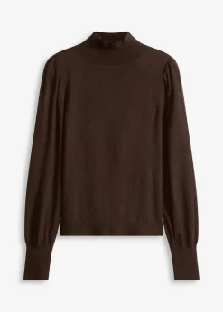 bonprix Pullover & Strickjacken|Strickmode^Feinstrickpullover dunkelbraun meliert