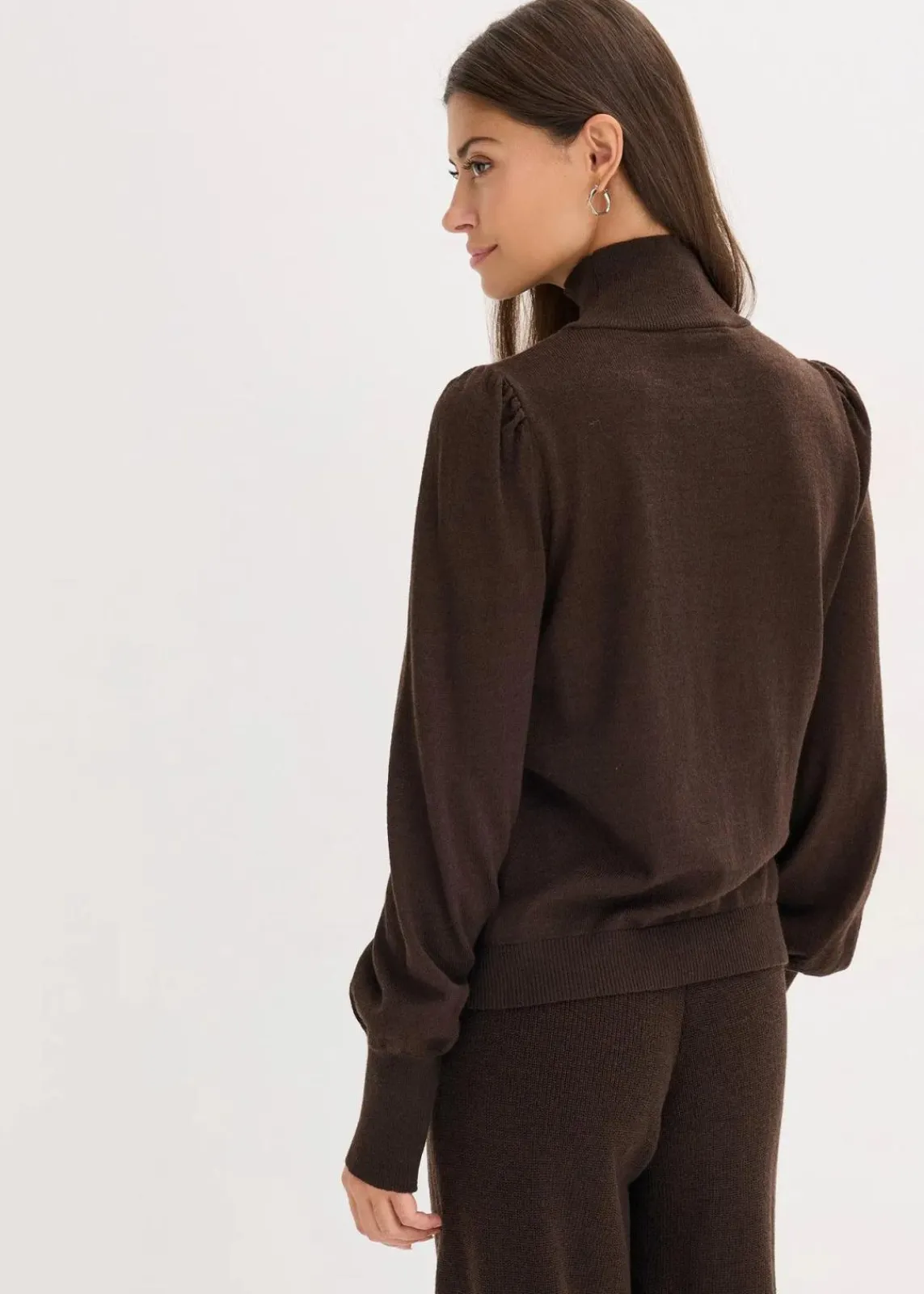 bonprix Pullover & Strickjacken|Strickmode^Feinstrickpullover dunkelbraun meliert