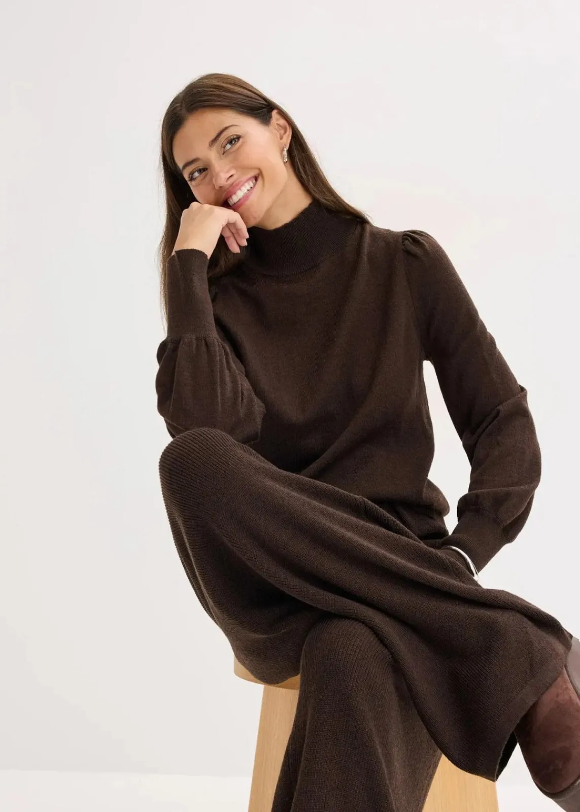 bonprix Pullover & Strickjacken|Strickmode^Feinstrickpullover dunkelbraun meliert
