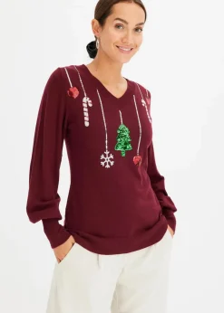 bonprix Bekleidung·Umstandsmode|Strickmode^Feinstrickpullover ahornrot