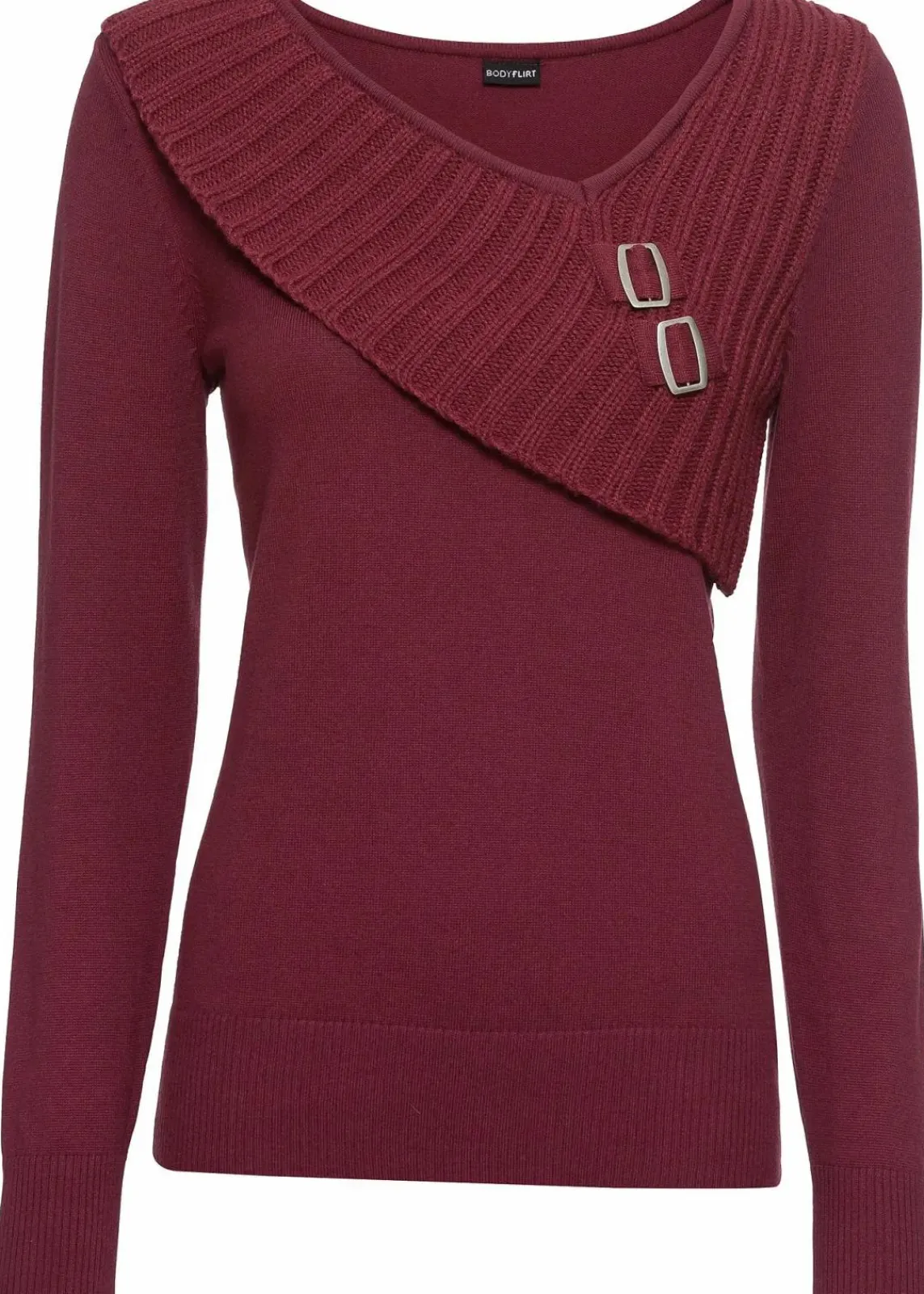bonprix Bekleidung·Umstandsmode|Strickmode^Feinstrickpullover aus Baumwoll-Mix bordeaux