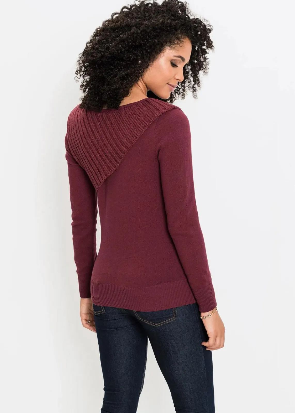 bonprix Bekleidung·Umstandsmode|Strickmode^Feinstrickpullover aus Baumwoll-Mix bordeaux