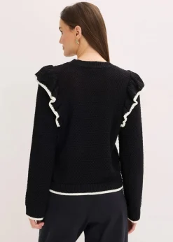 bonprix Bekleidung·Umstandsmode|Bekleidung·Jeans^Feinstrickpullover aus Baumwoll-Mix schwarz mit wollweiß