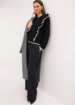 bonprix Bekleidung·Umstandsmode|Bekleidung·Jeans^Feinstrickpullover aus Baumwoll-Mix schwarz mit wollweiß