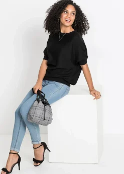 bonprix Bekleidung·Umstandsmode|Strickmode^Feinstrickpullover aus Baumwoll-Mix schwarz