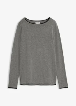 bonprix Bekleidung·Umstandsmode|Bekleidung·Jeans^Feinstrickpullover aus Baumwollmix grau meliert/schwarz