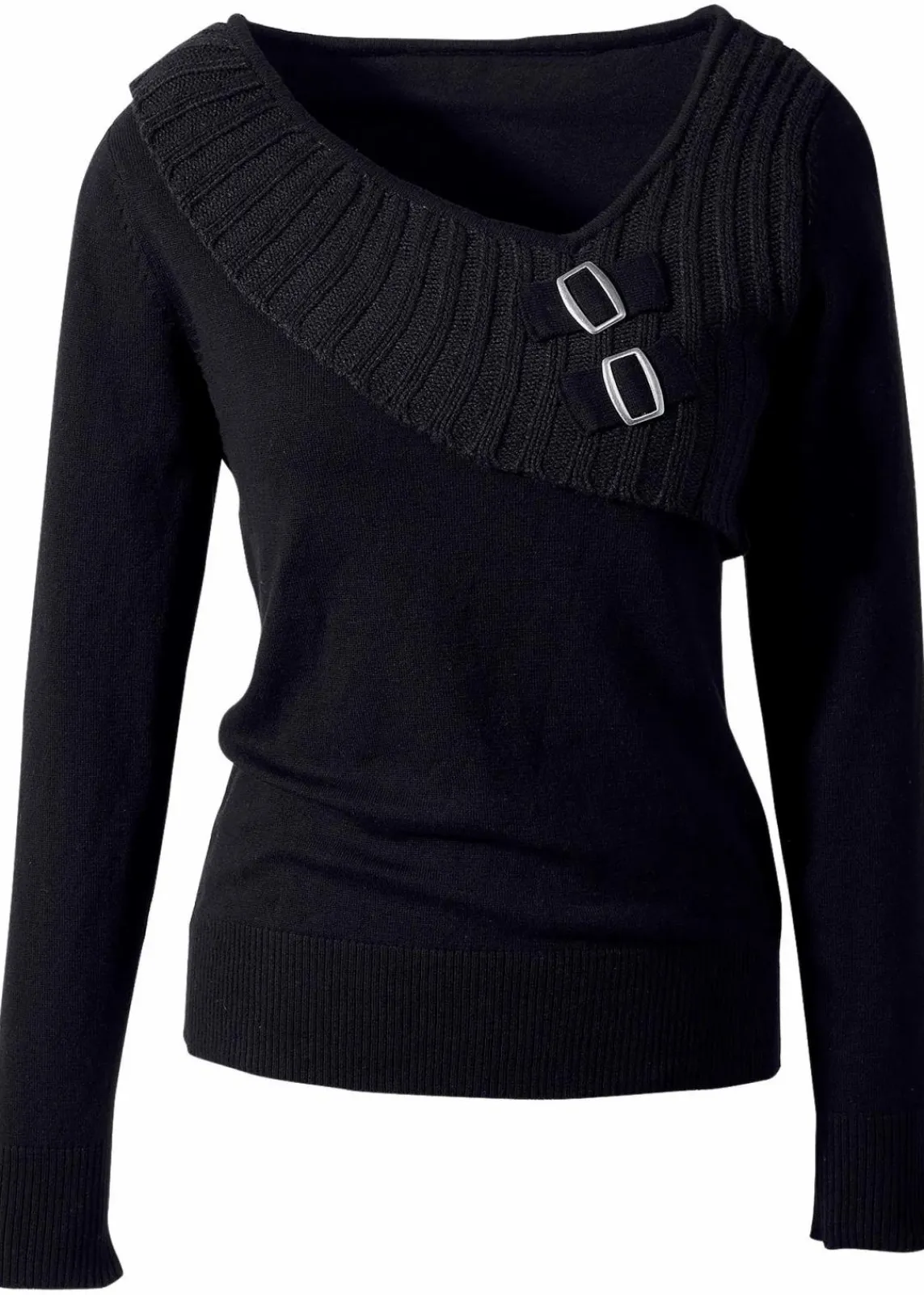 bonprix Bekleidung·Umstandsmode|Strickmode^Feinstrickpullover aus Baumwoll-Mix schwarz