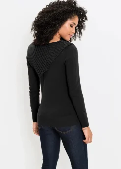 bonprix Bekleidung·Umstandsmode|Strickmode^Feinstrickpullover aus Baumwoll-Mix schwarz