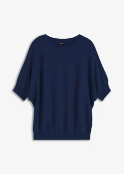 bonprix Bekleidung·Umstandsmode|Strickmode^Feinstrickpullover aus Baumwoll-Mix tiefseeblau