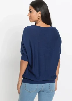 bonprix Bekleidung·Umstandsmode|Strickmode^Feinstrickpullover aus Baumwoll-Mix tiefseeblau