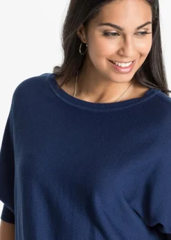 bonprix Bekleidung·Umstandsmode|Strickmode^Feinstrickpullover aus Baumwoll-Mix tiefseeblau