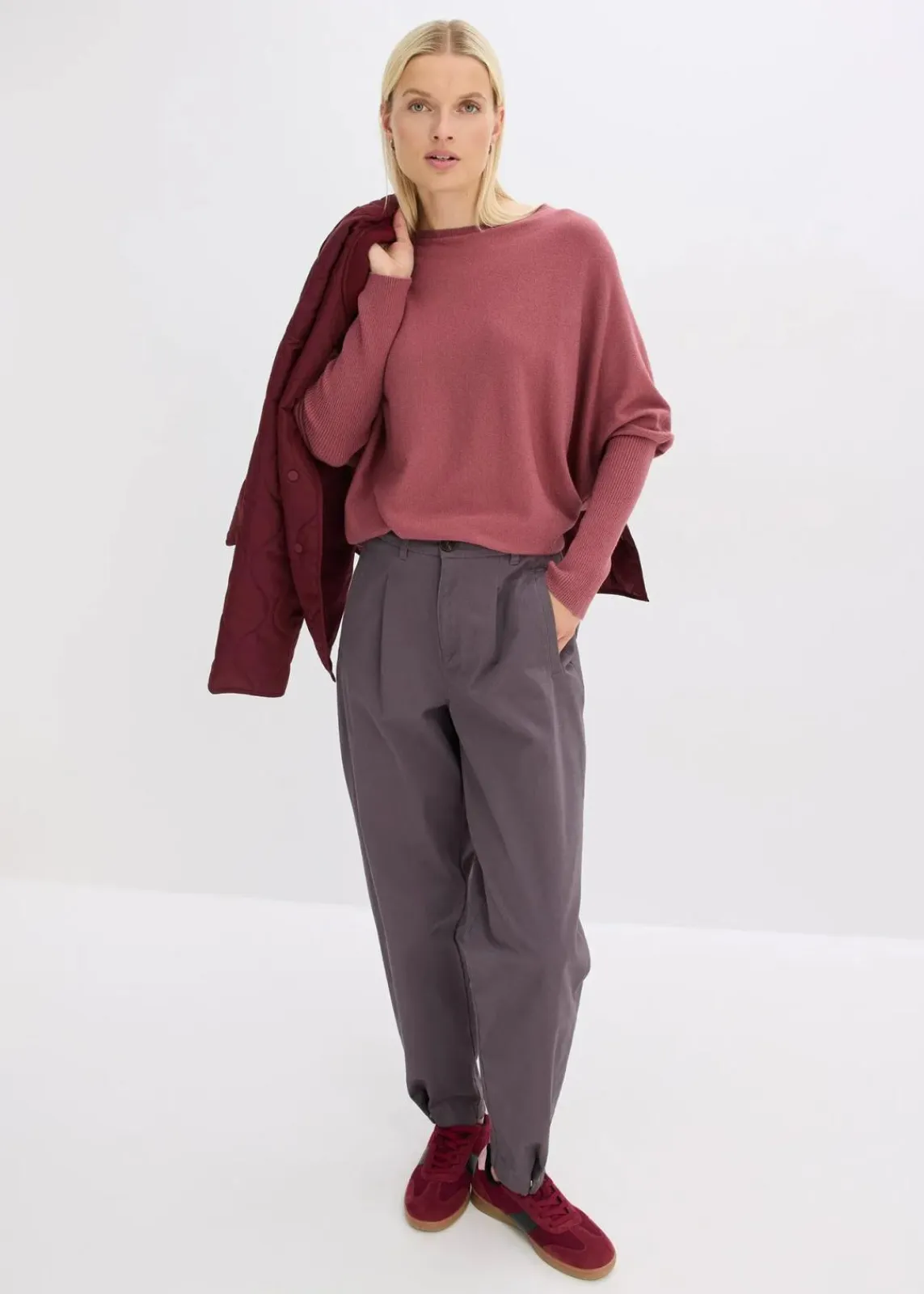 bonprix Bekleidung·Umstandsmode|Bekleidung·Jeans^Feinstrickpullover aus feinem Viskose-Mix softbeere