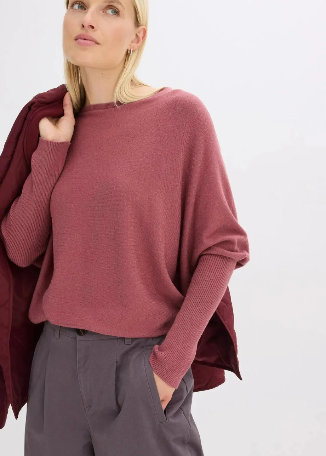 bonprix Bekleidung·Umstandsmode|Bekleidung·Jeans^Feinstrickpullover aus feinem Viskose-Mix softbeere