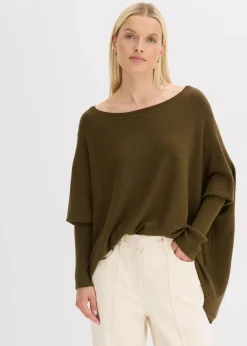 bonprix Bekleidung·Umstandsmode|Bekleidung·Jeans^Feinstrickpullover aus feinem Viskose-Mix erdoliv