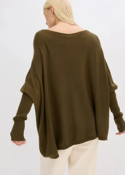 bonprix Bekleidung·Umstandsmode|Bekleidung·Jeans^Feinstrickpullover aus feinem Viskose-Mix erdoliv