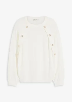 bonprix Bekleidung·Umstandsmode|Bekleidung·Jeans^Feinstrickpullover aus fließendem Viskose-Mix wollweiß