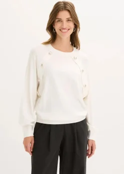 bonprix Bekleidung·Umstandsmode|Bekleidung·Jeans^Feinstrickpullover aus fließendem Viskose-Mix wollweiß