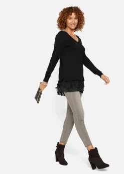 bonprix Bekleidung·Umstandsmode|Bekleidung·Jeans^Feinstrickpullover aus fließendem Viskose-Mix schwarz