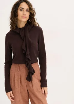 bonprix Bekleidung·Umstandsmode|Strickmode^Feinstrickpullover aus fließendem Viskose-Mix dunkelbraun