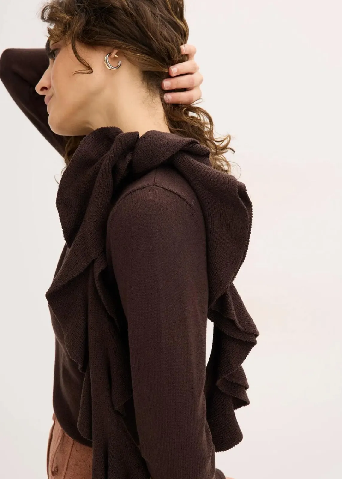bonprix Bekleidung·Umstandsmode|Strickmode^Feinstrickpullover aus fließendem Viskose-Mix dunkelbraun