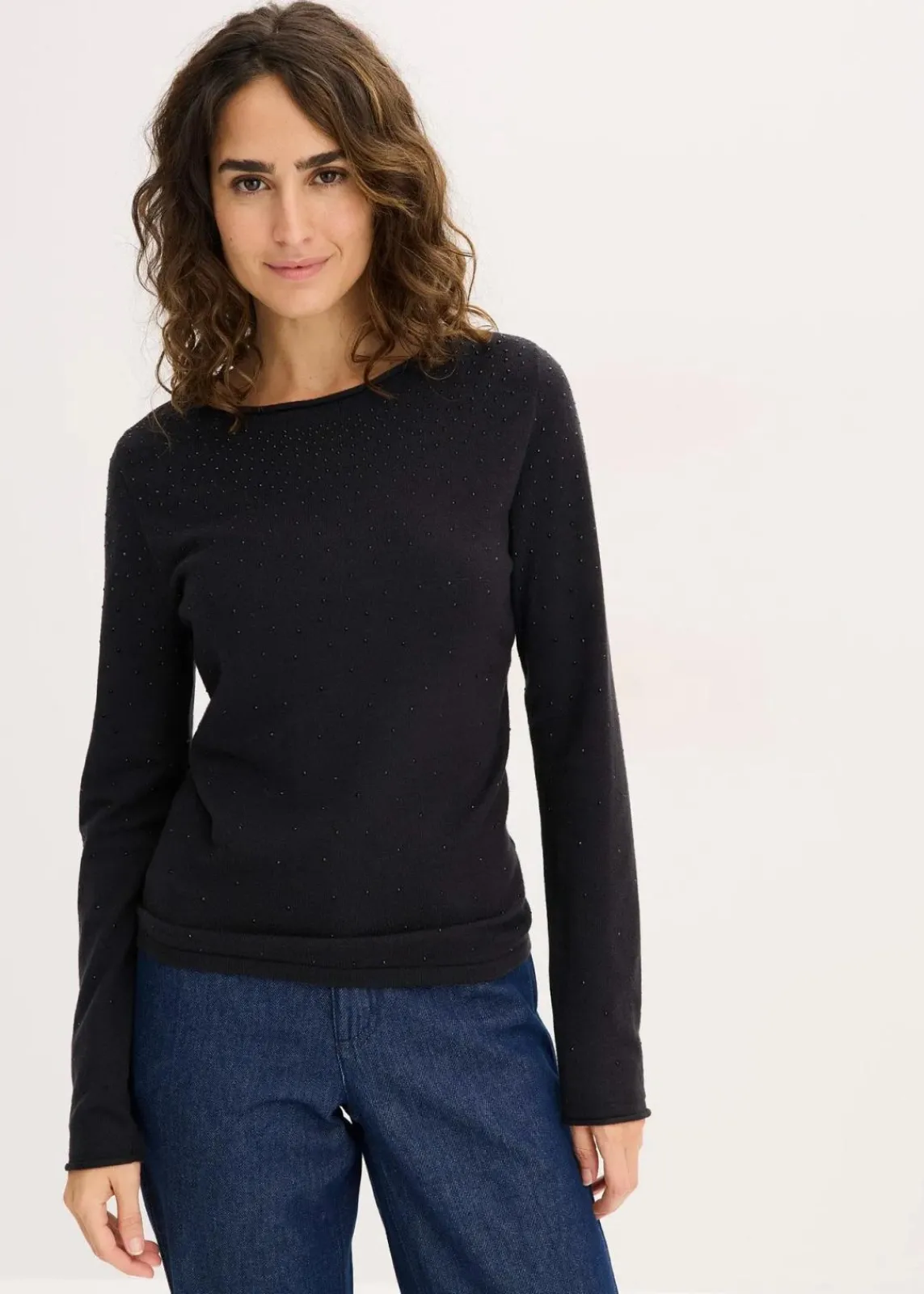 bonprix Bekleidung·Umstandsmode|Bekleidung·Jeans^Feinstrickpullover aus fließendem Viskose-Mix schwarz