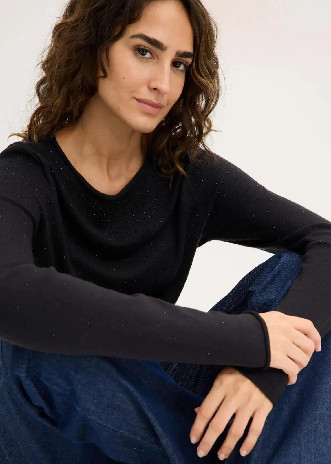 bonprix Bekleidung·Umstandsmode|Bekleidung·Jeans^Feinstrickpullover aus fließendem Viskose-Mix schwarz