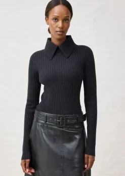bonprix Pullover & Strickjacken|Strickmode^Feinstrickpullover aus Merinowolle schwarz