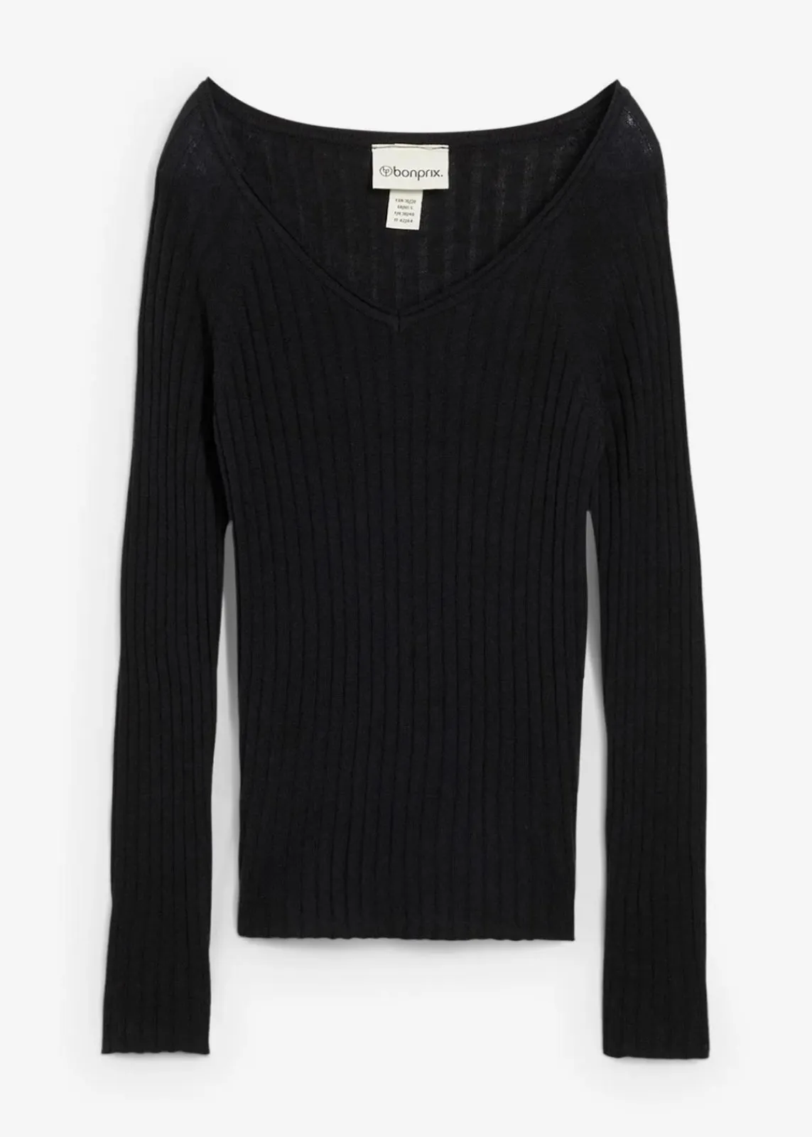 bonprix Pullover & Strickjacken|Strickmode^Feinstrickpullover aus Merinowolle schwarz