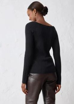 bonprix Pullover & Strickjacken|Strickmode^Feinstrickpullover aus Merinowolle schwarz