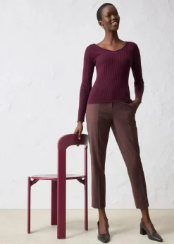 bonprix Pullover & Strickjacken|Strickmode^Feinstrickpullover aus Merinowolle weinrot