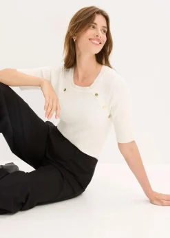 bonprix Bekleidung·Umstandsmode|Bekleidung·Jeans^Feinstrickpullover aus softem Viskose-Mix wollweiß
