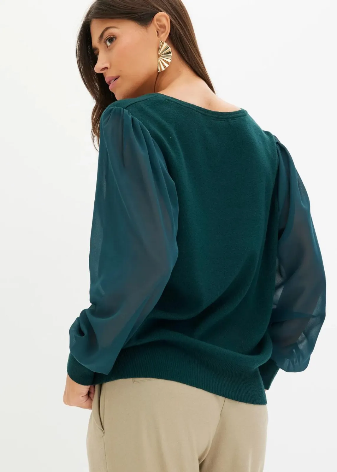 bonprix Pullover & Strickjacken|Strickmode^Feinstrickpullover aus softem Viskose-Mix tiefgrün